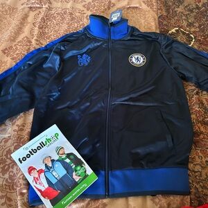 Navy Blue Performance Jacket with High Collar and Smooth Finish